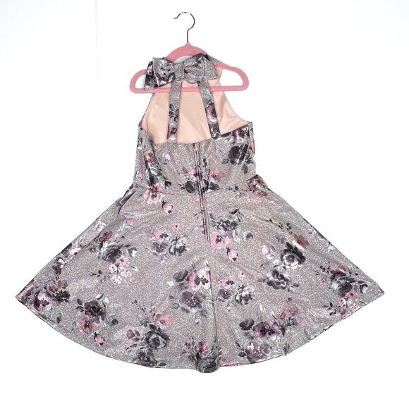 Emerald Sundae Girls' Party Dress Halter Open-Back Sparkly Pink Peach Size M - Picture 2 of 7